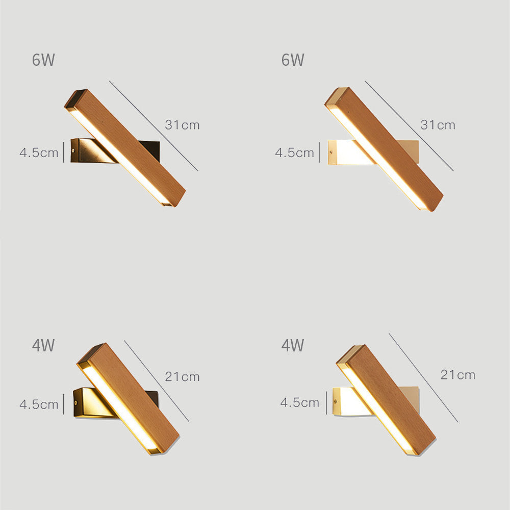 Aplique de pared giratorio de madera