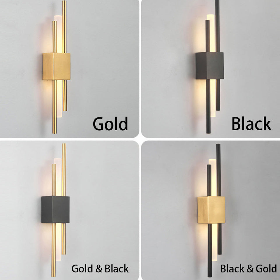 Aplique Pared Negro Oro Moderno