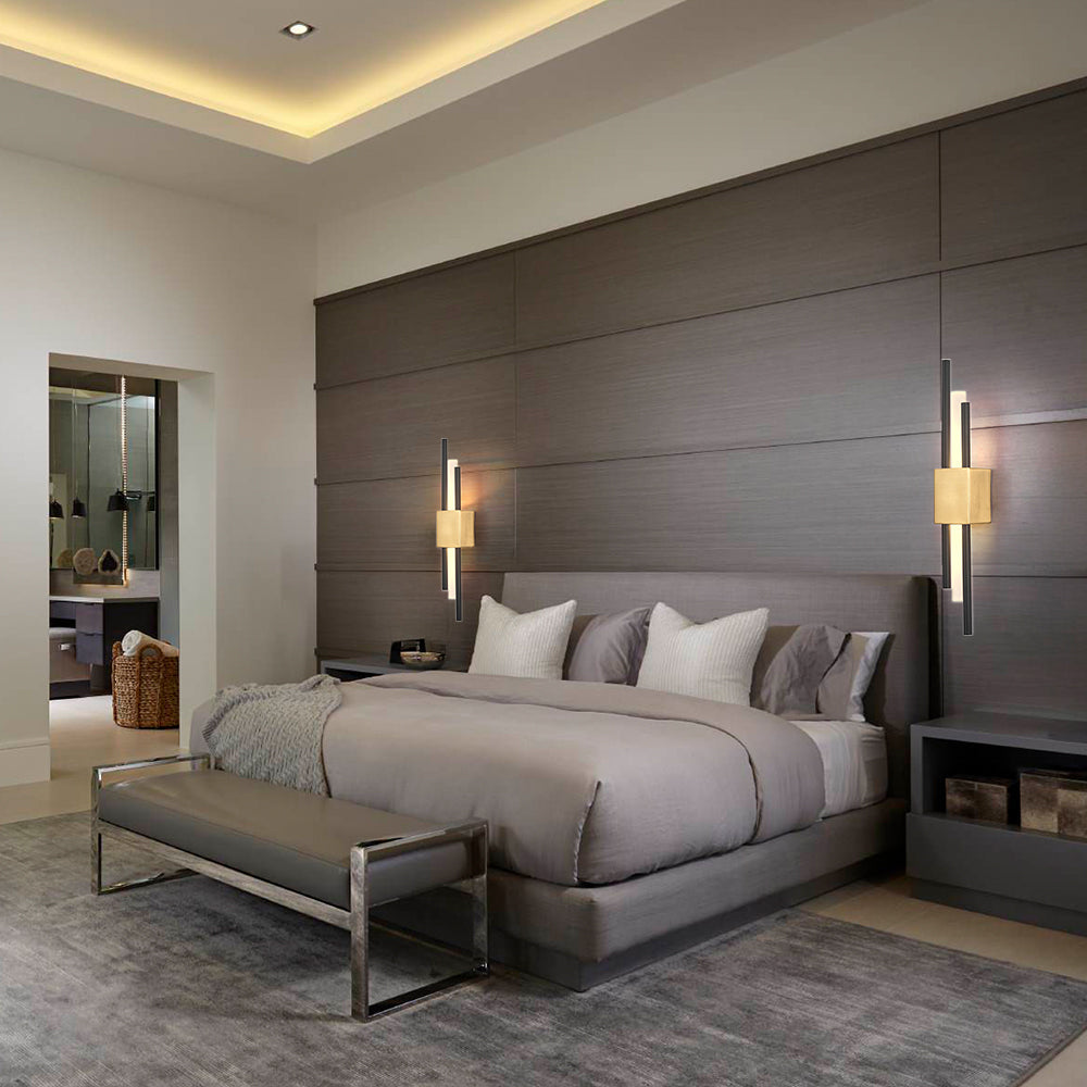 Aplique Pared Negro Oro Moderno