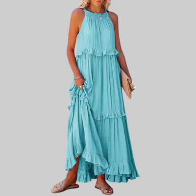 LANDRY | Vestido sin mangas con volantes elegantes