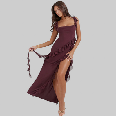 Amira | Vestido largo ciruela oscuro