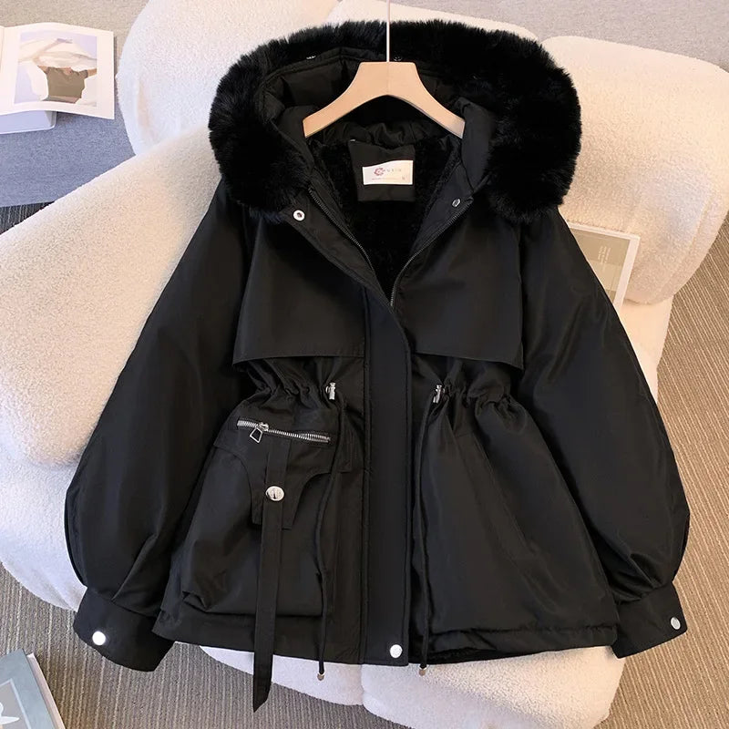 Parka de Invierno con Capucha y Forro Aterciopelado