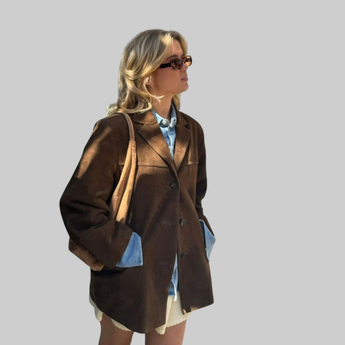 Chaqueta Lily Mujer: Estilo Elegante Ante Sintético Corto para Otoño Casual