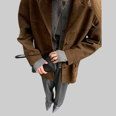 Chaqueta Lily Mujer: Estilo Elegante Ante Sintético Corto para Otoño Casual