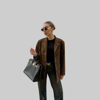 Chaqueta Lily Mujer: Estilo Elegante Ante Sintético Corto para Otoño Casual