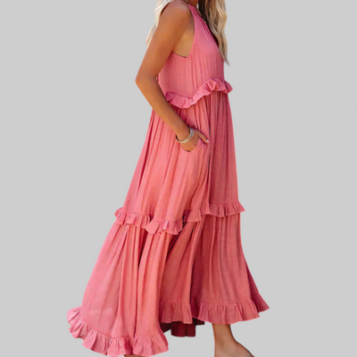 LANDRY | Vestido sin mangas con volantes elegantes